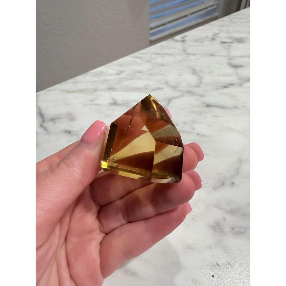 Polished Citrine Quartz Crystal Point Faceted Honey Amber Specimen Decor